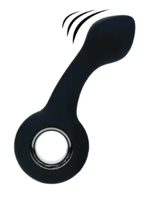Vibrating Bulb Silicone Prostate Massager with Loop - Black