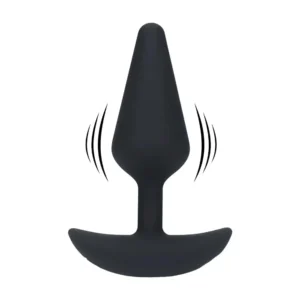 Classic Vibrating Silicone Anal Plug - M - Black