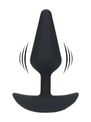 Classic Vibrating Silicone Anal Plug - M - Black