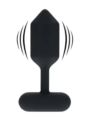 Hexagonal Vibrating Silicone Anal Plug - M - Black