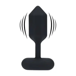 Hexagonal Vibrating Silicone Anal Plug - L - Black