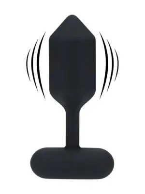 Hexagonal Vibrating Silicone Anal Plug - L - Black