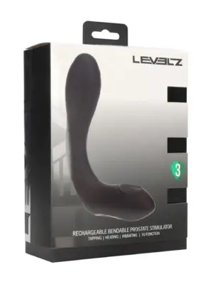 Vibrating Heating Bendable Tapping Silicone Prostate Stimulator - Black