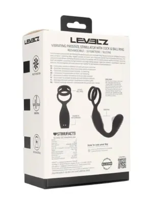 Vibrating Silicone Prostate Stimulator with Cock and Ball Ring - Black