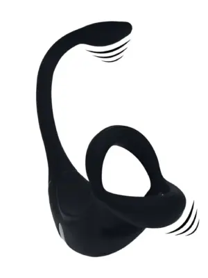 Remote Control Vibrating Silicone Tri O Cockring with Prostate Stimulator - Black