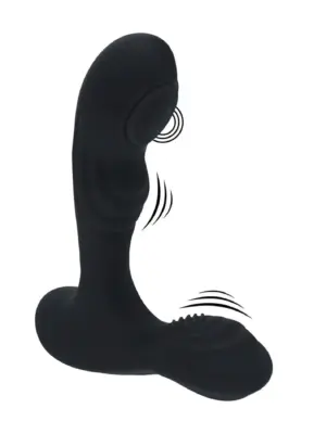 Vibrating and Tapping Silicone Prostate Massager with Ball Stimulator - Black
