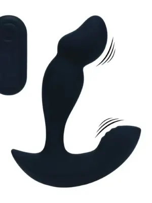 Dual Motor Remote Control Dual Motor Vibrating Liquid Silicone Prostate Stimulator - Black