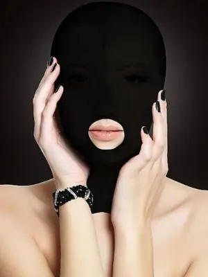 Maska z otworem na usta z materiału spandex - Black