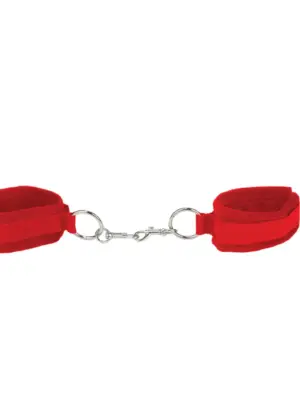 Kajdanki z Materiałem Futrzanym Velcro Cuffs Red