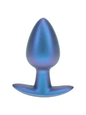 Wtyczka Analna z Miękkiego Silikonu - Średnia - Metaliczny Niebieski 3.1 / 7,9 cm