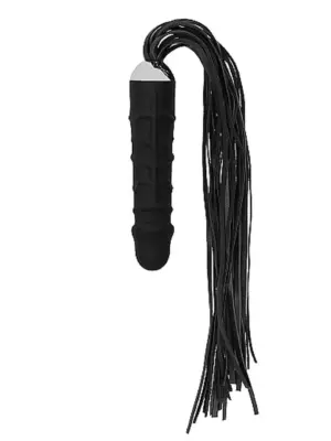 Black Whip with Realistic Silicone Dildo - Black