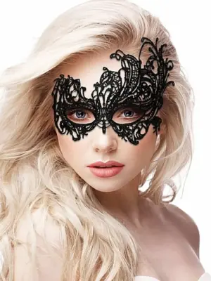 Royal Black Lace Mask - Black