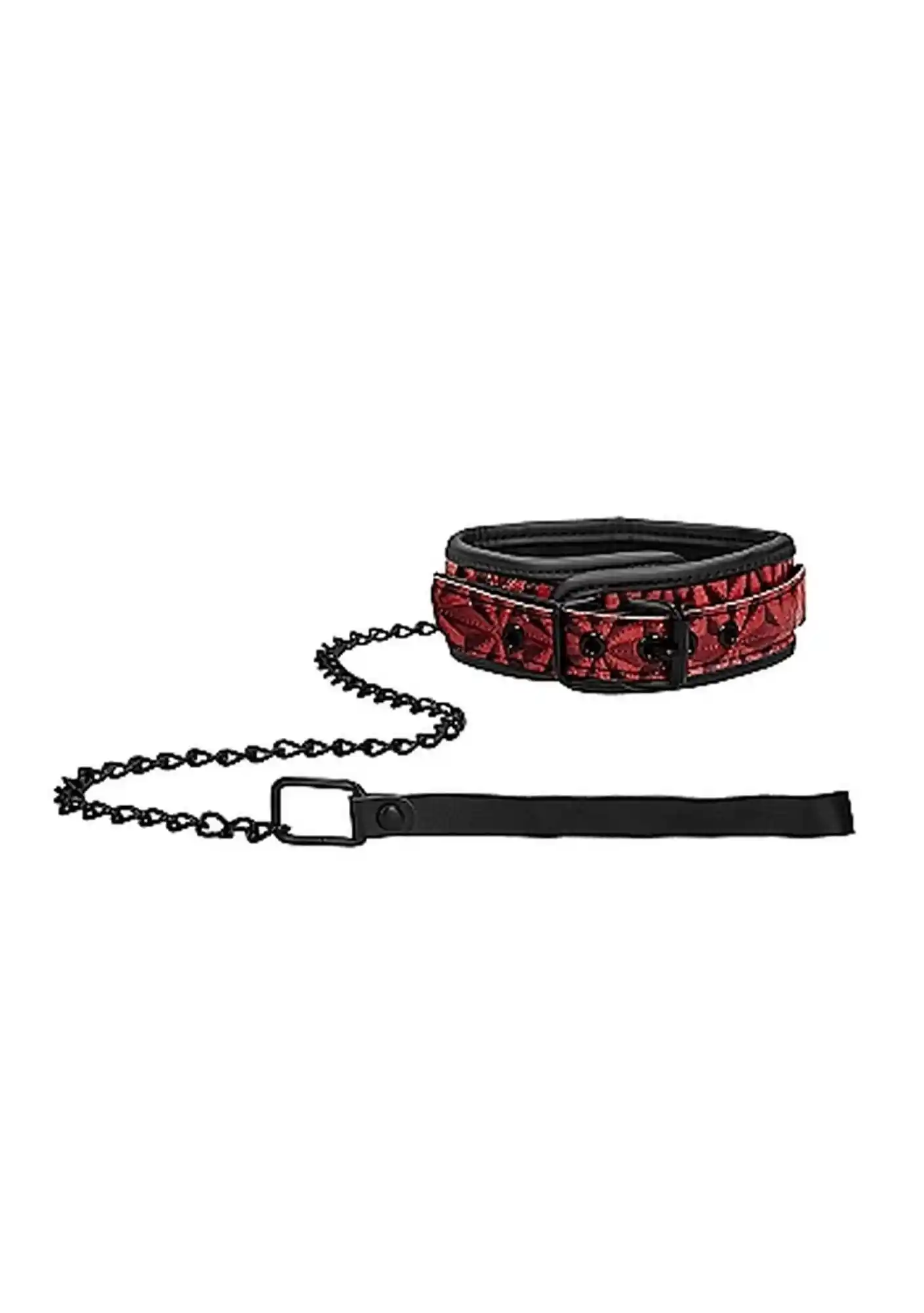 Luxury Collar with Leash - Burgundy - obrazek 2