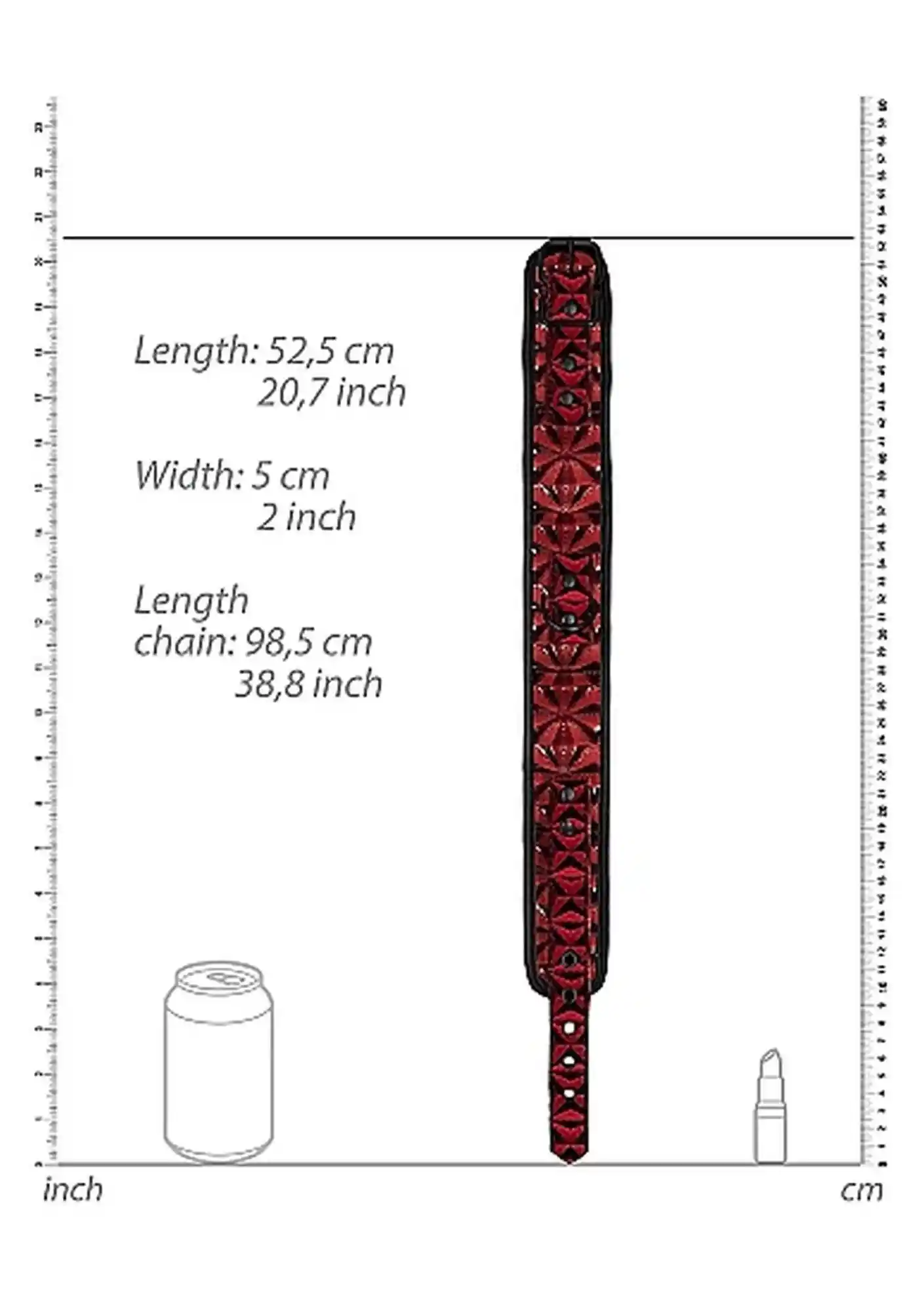 Luxury Collar with Leash - Burgundy - obrazek 4
