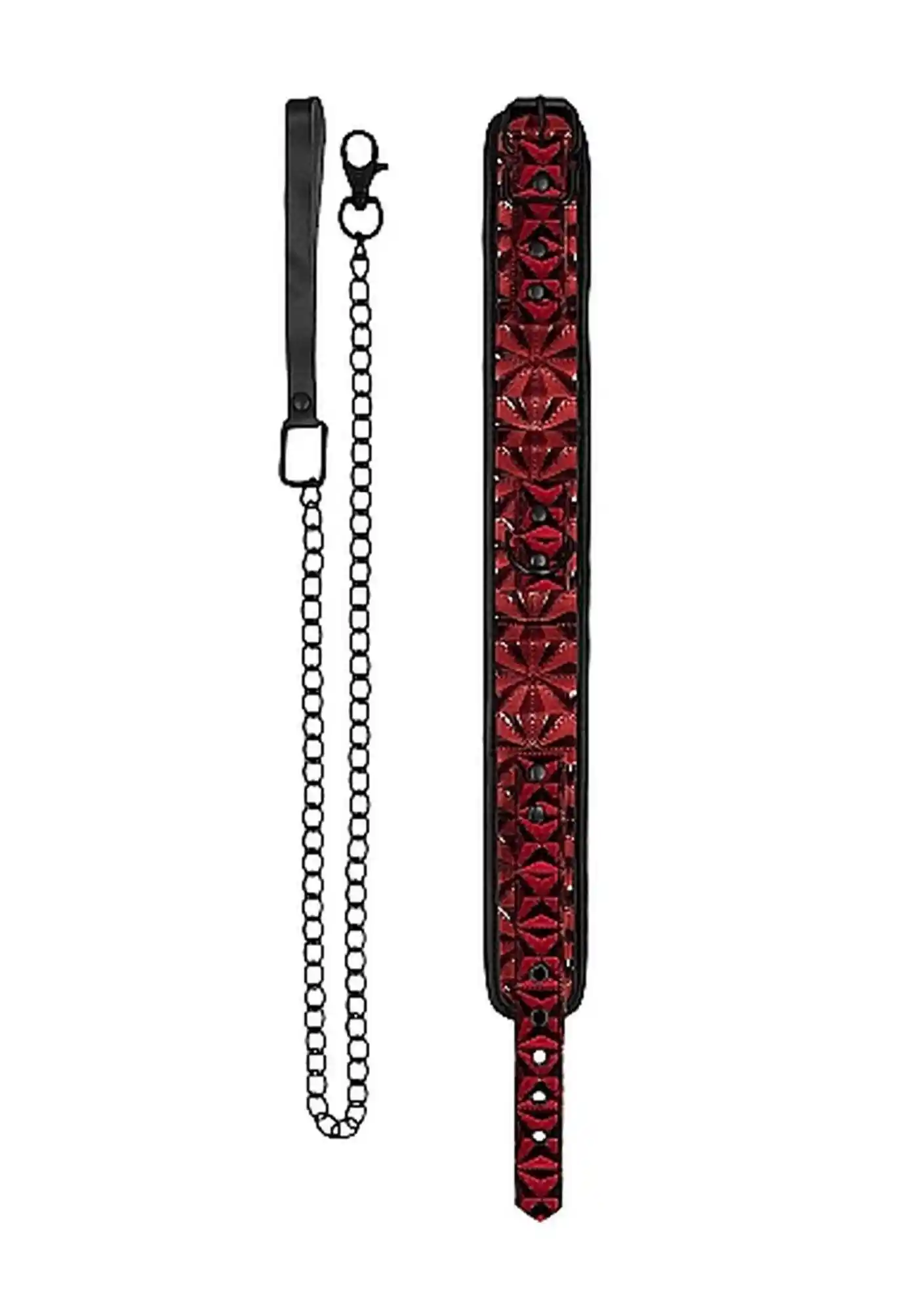 Luxury Collar with Leash - Burgundy - obrazek 5