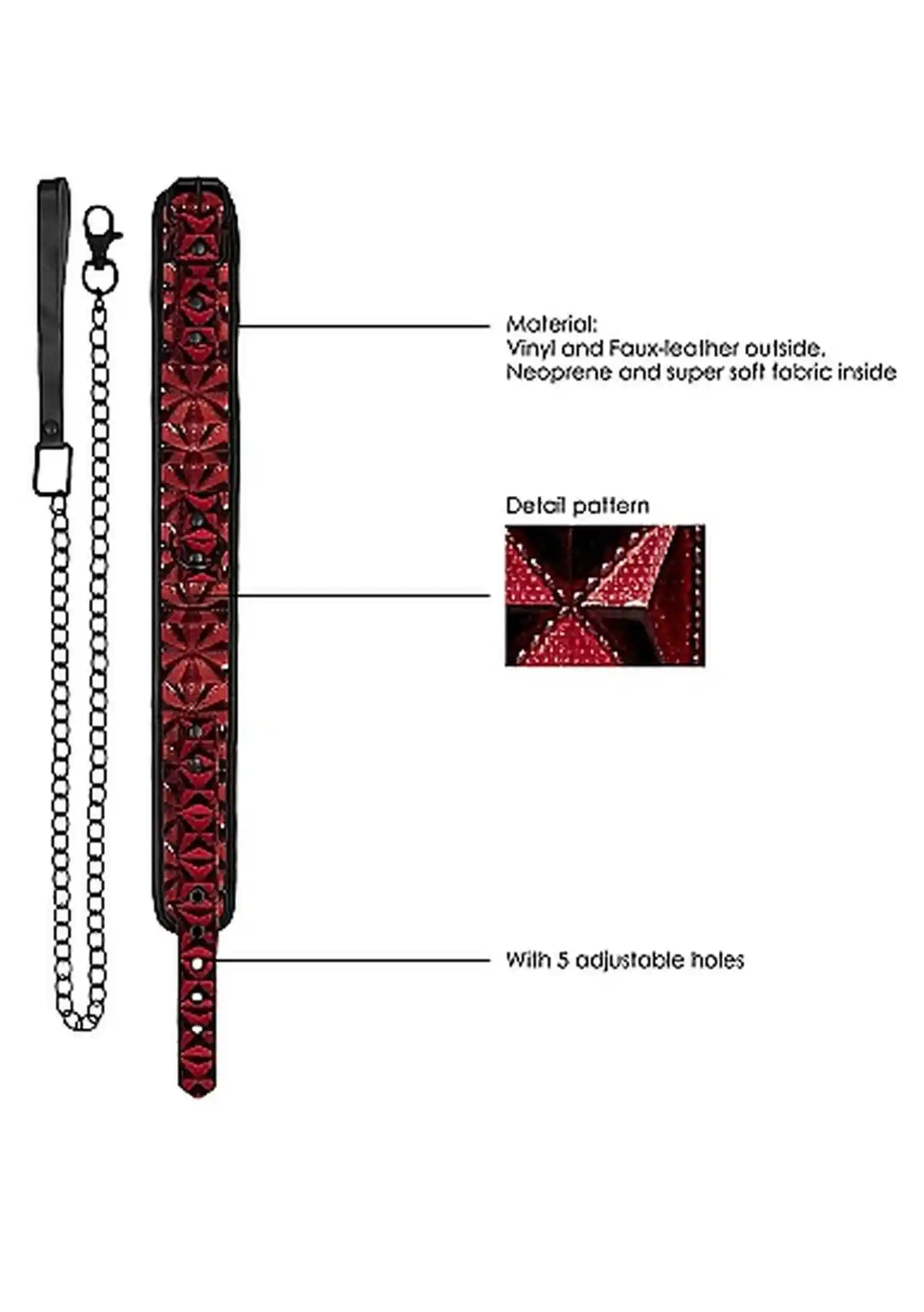 Luxury Collar with Leash - Burgundy - obrazek 6