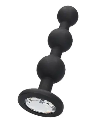 Silicone Beaded Diamond Butt Plug - Black