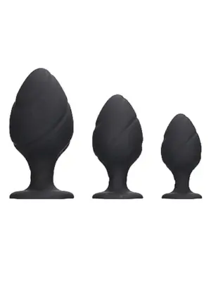 Wkładki Analne Swirled Butt Plug Set - Czarny