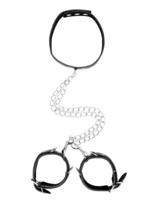 Bonded Leather Collar With Hand Cuffs