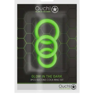 3 pcs Cock Ring Set - Glow in the Dark - Neon Green