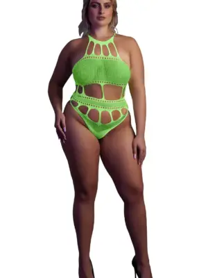Body with Grecian Neckline - Neon Green - XL/XXXXL