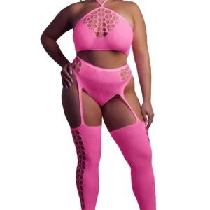 Two Piece with Crop Top and Stockings  XL/XXXXL