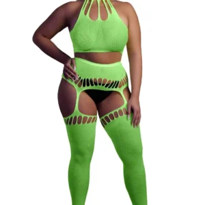 Two Piece with Crop Top and Stockings  XL/XXXXL