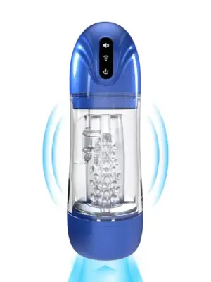SonicPull - Suction and Vibration Masturbator Pump - Multimedia Enhanced - Metallic Blue
