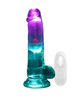 LED Vibrating Straight Cock with Balls - 15 cm - Transparent