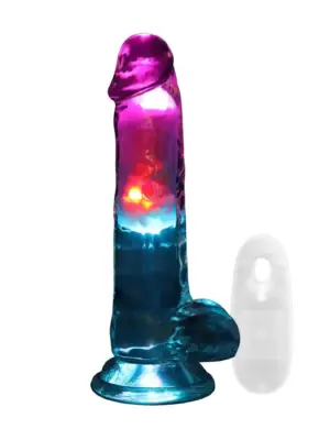 LED Vibrating Straight Cock with Balls - 7" / 18 cm - Transparent