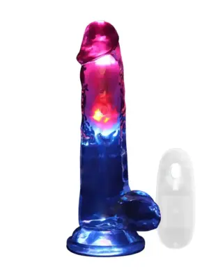 LED Vibrating Straight Cock with Balls - 20 cm - Transparent