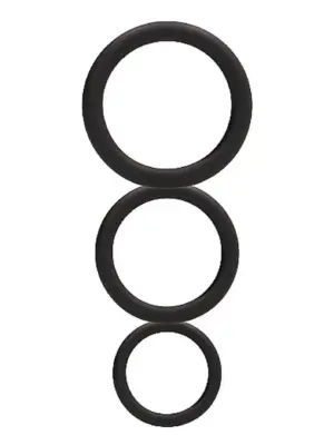Round Cock Ring Set - Black