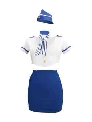 Stewardess Costume - S/M - Blue/White