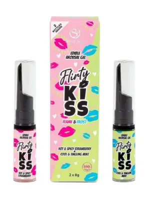 FLIRTY KISS EDIBLE AROUSAL GEL - STRAWBERRY AND MINT