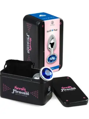 BLUE JEWELLED METAL BUTT PLUG S