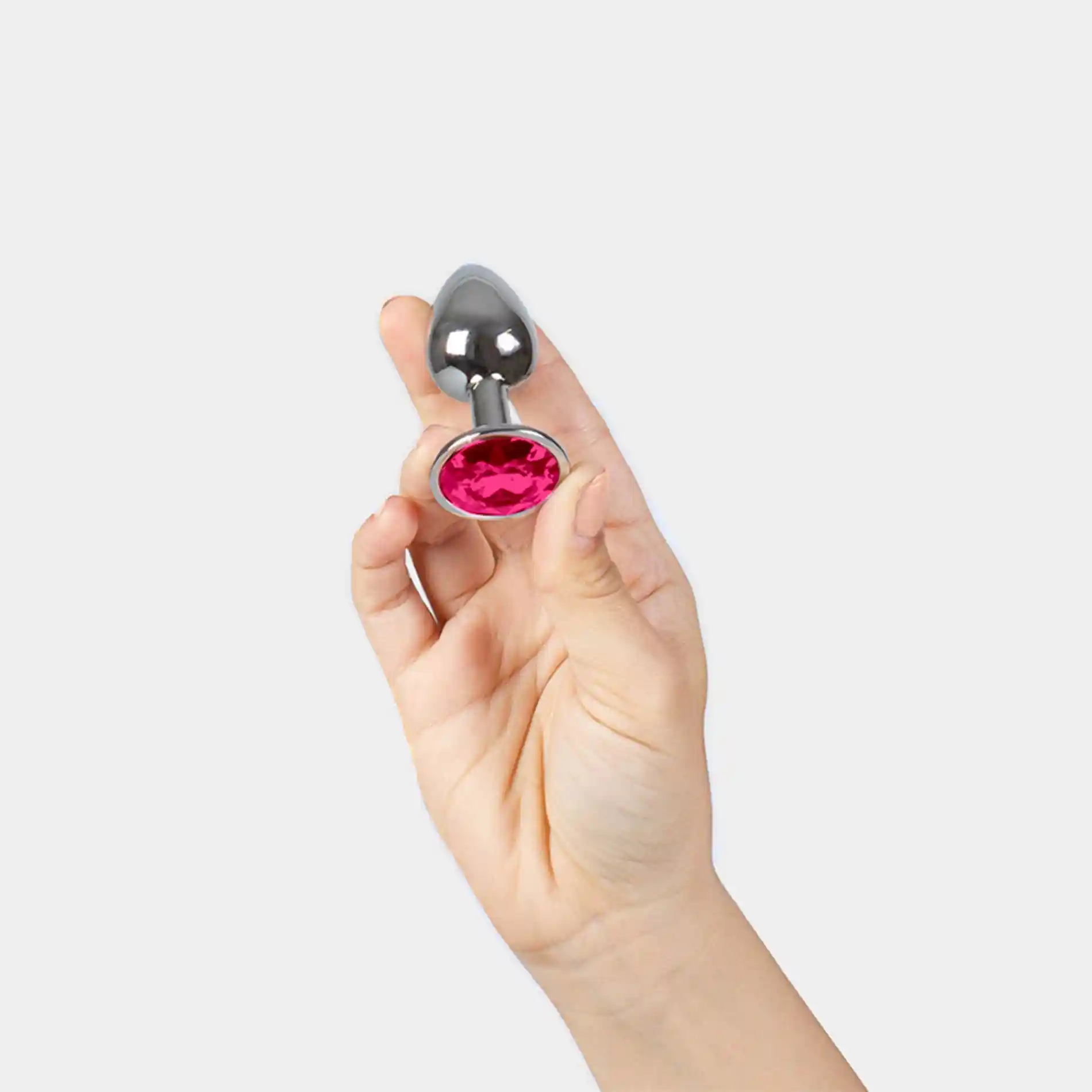 FUCHSIA JEWELLED METAL BUTT PLUG S - obrazek 2