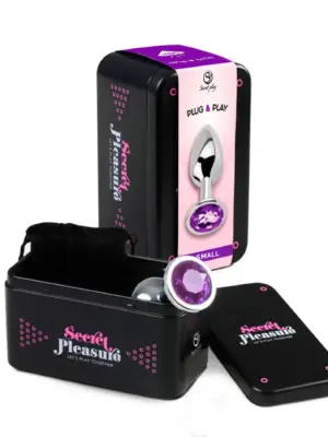 PURPLE JEWELLED METAL BUTT PLUG S