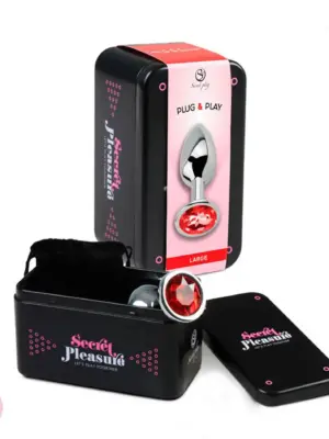 RED JEWELLED METAL BUTT PLUG L