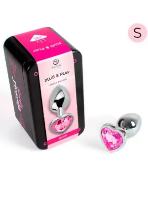 PINK HEART METAL BUTT PLUG S