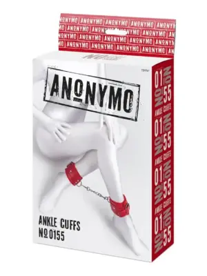 Anonymo handcuffs, PU leather, red, 27 cm