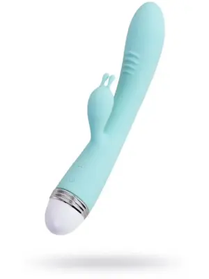 Vibrator with clitoral stimulator Flovetta by Toyfa Iris, silicone, mint, 22 cm