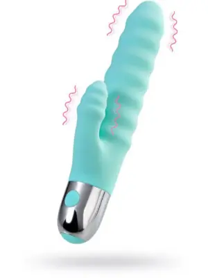 Relief vibrator with clitoral stimulation Flovetta Flax, silicone, mint, 17.5 cm