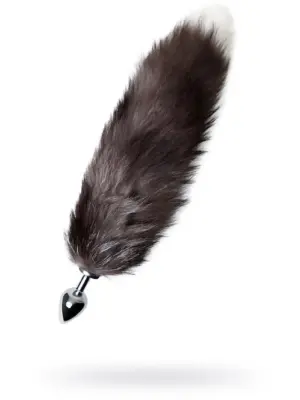 Silver anal plug with a fox tail