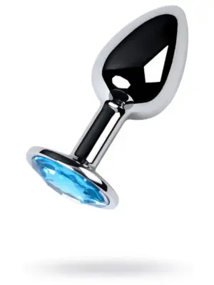 Silver anal plug TOYFA Metal,with a Topaz color gem