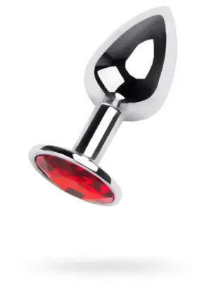 Silver anal plug TOYFA Metal,with a red gem