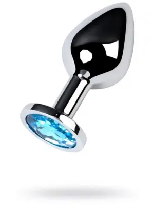 Silver anal plug with gem, turquoise