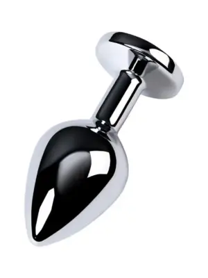 Silver anal plug TOYFA Metal,with a amethyst colored gem