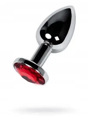 Silver anal plug with  red gem
