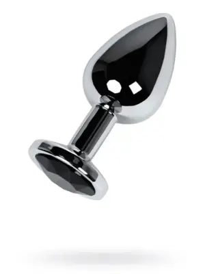 Silver anal plug TOYFA Metal with black round-shaped gem
