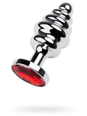 Silver anal plug with red gem
